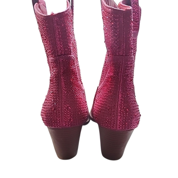 Women's Rhinestone Block Heel Mid Calf Short Ankle Booties Knee High Boots. 7.5 - Picture 7 of 9